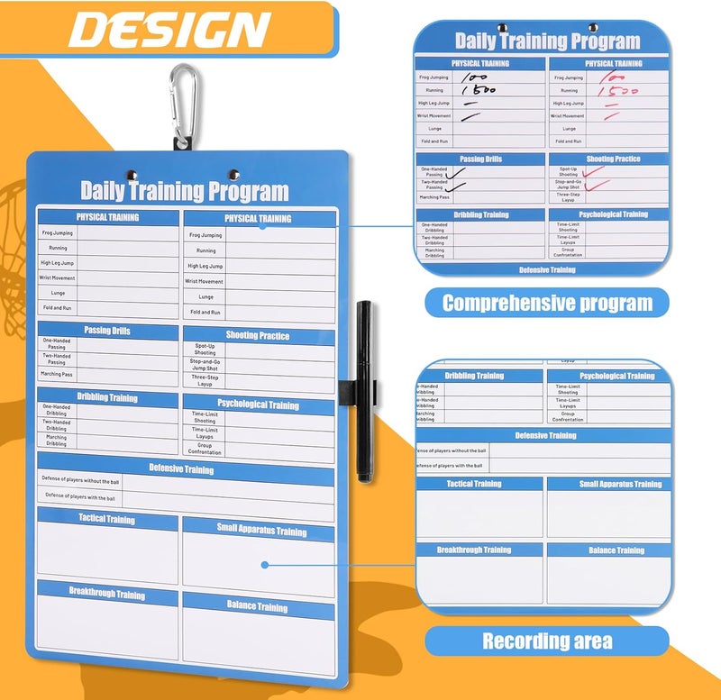 HIGHRAZON Basketball Coaches Clipboard, Blue Double-Sided Dry Erase Coach Clipboard, Basketball for Training, White Board with Marker for Coaches Gift - Image 4